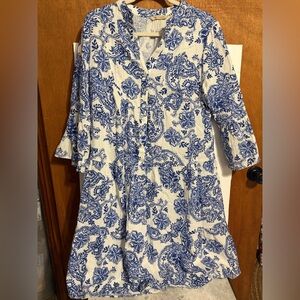 Soft Surroundings Blue and White Patterned paisley dress size large